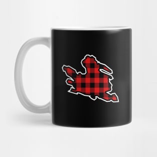 Mayne Island Silhouette in Red and Black Plaid - Simple Pattern - Mayne Island Mug